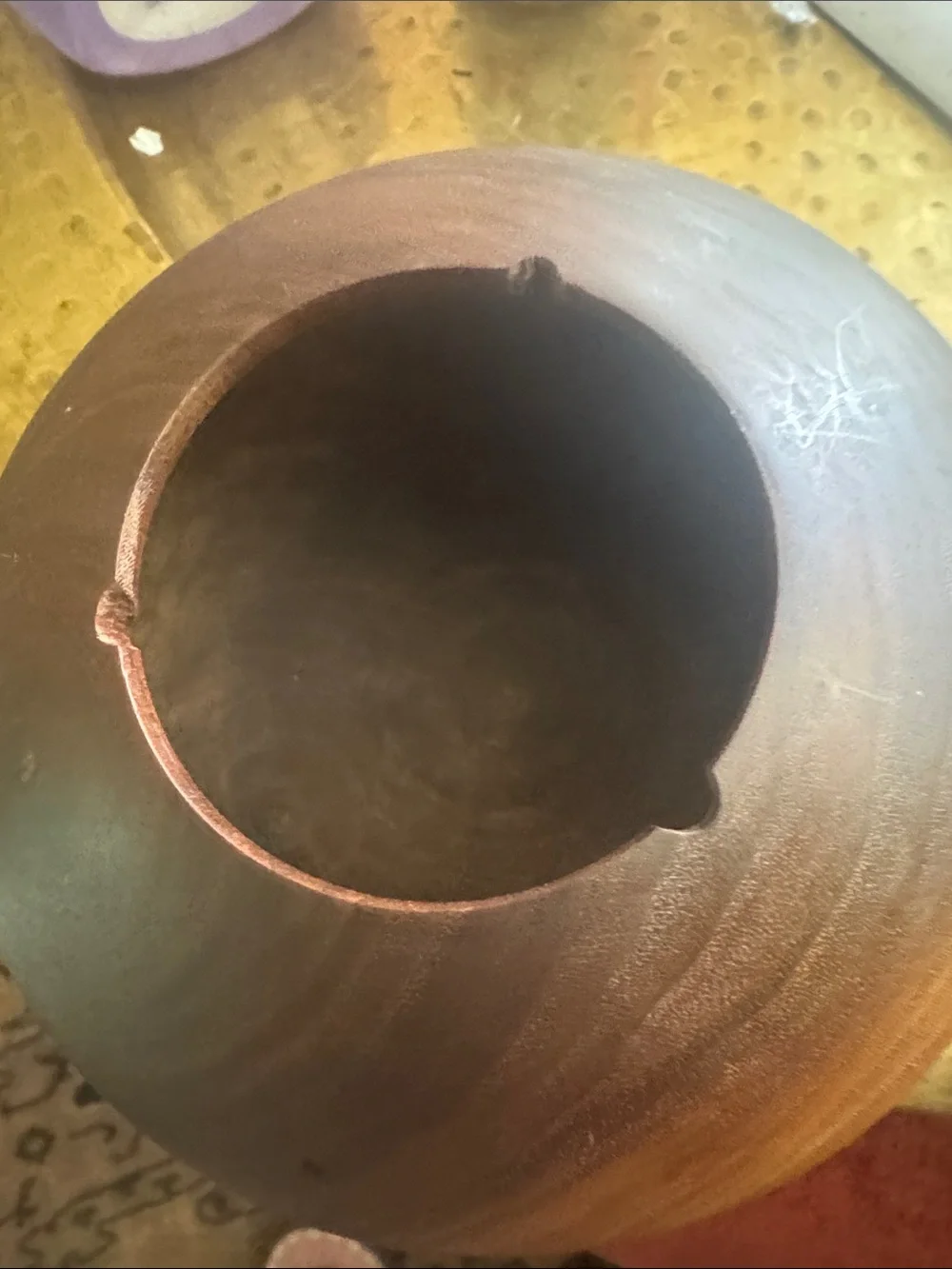 Artisan Brown Wooden Potpourri Vase with Pewter Floral Lid Accent